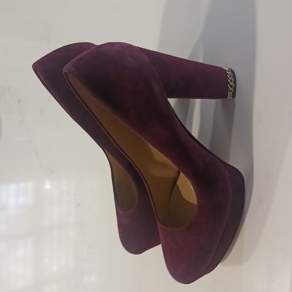 Michael Kors Maroon/Burgundy Suede Platform Heels - Picture 2 of 10
